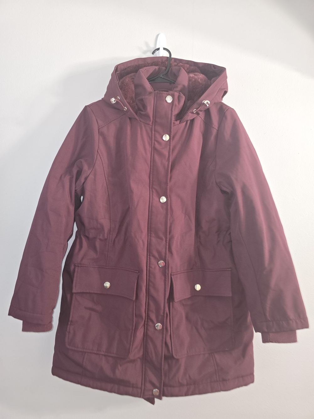 Time and Tru Hooded Parka Jacket - Purple Burgandy